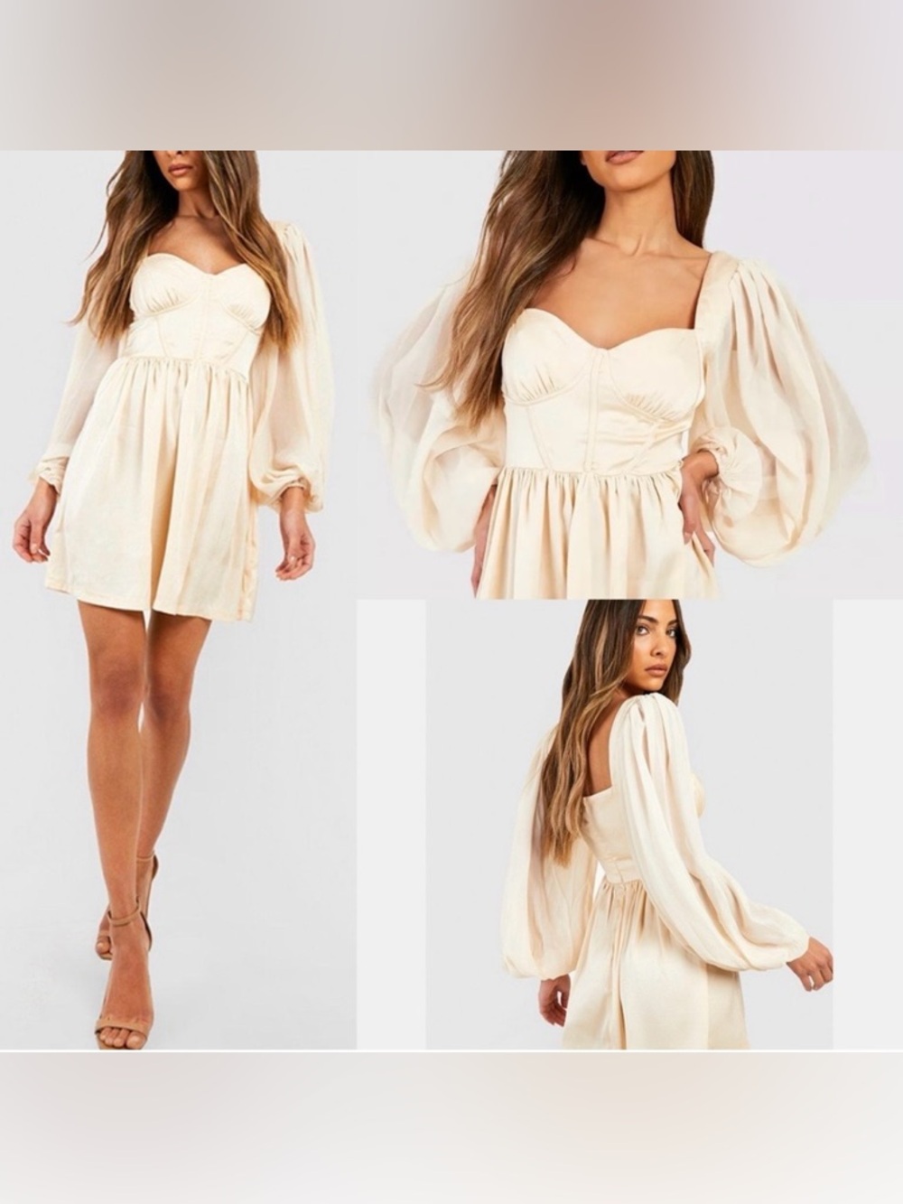 BOOHOO 
Chiffon Satin Contrast Skater Dress size 8 NWT